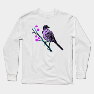 Little Pink Bird on a Branch Long Sleeve T-Shirt